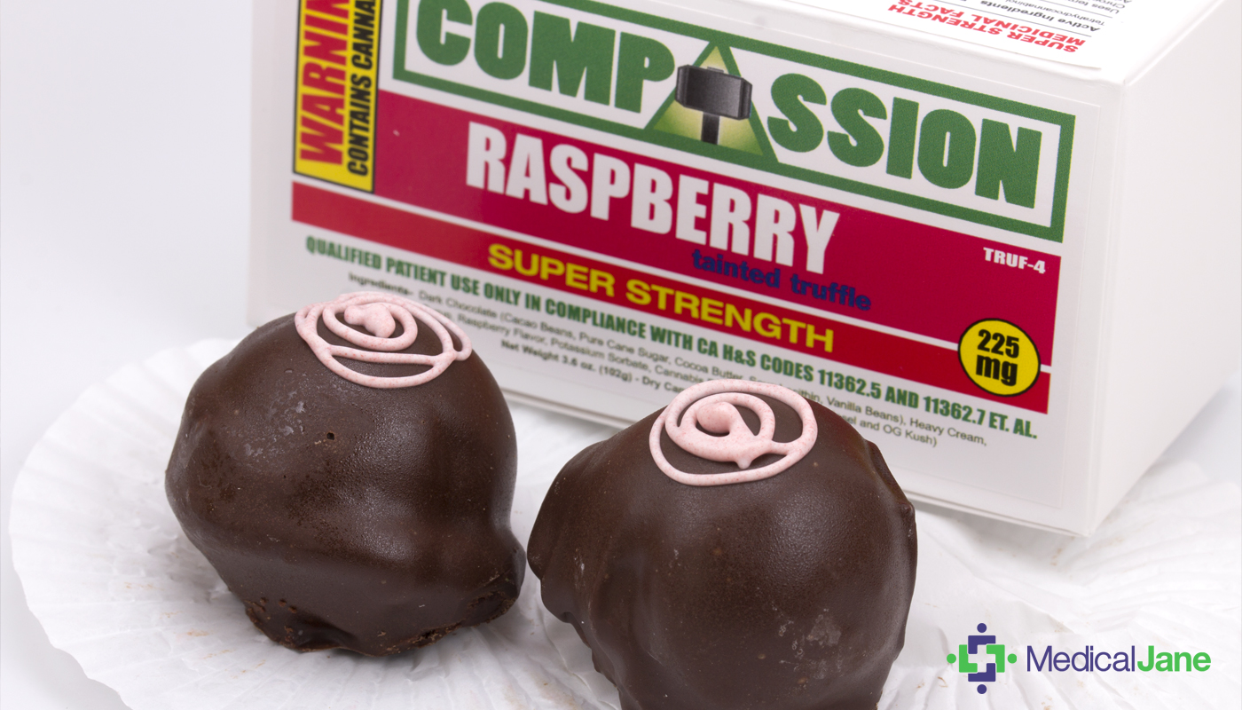 Raspberry Tainted Truffles - Super Stength from Compassion Edibles